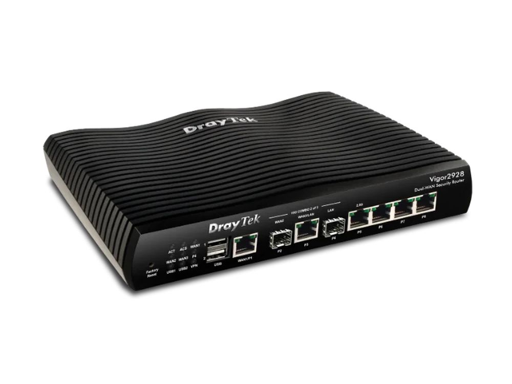 Afbeelding Vigor 2928F 10 Gigabit multi-WAN breedband router Incl glasvezel module RX 1x SFP+ 10Gbps slot (WAN)