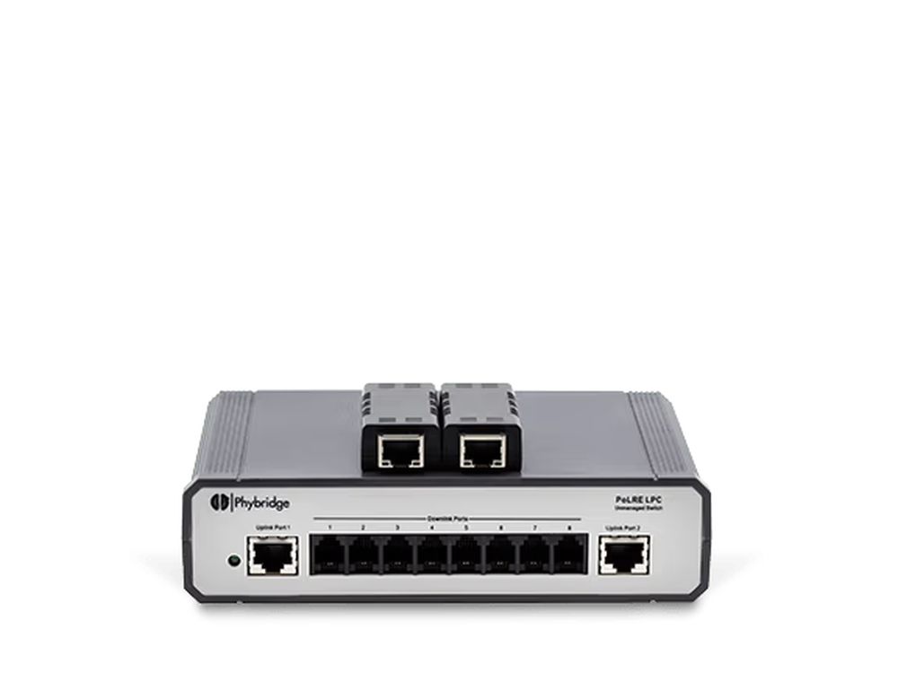 Afbeelding NVT Phybridge PL-08 switch with 2 adaptors EU power cord