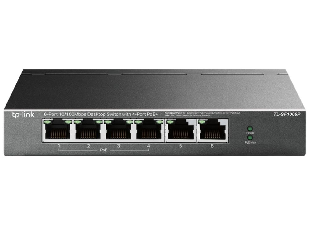 Afbeelding 6-Port 10/100 Mbps Desktop Switch with 4-Port PoE+